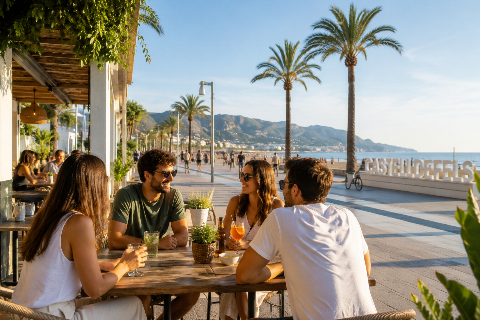 Personas conversando en una escena social de Castelldefels